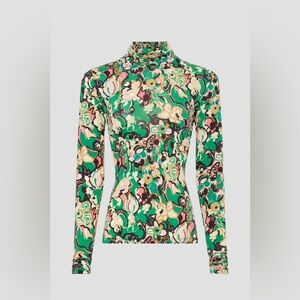 A.L.C. Green and Cream Floral Long Sleeve Top